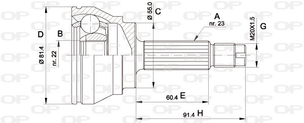 OPEN PARTS Шарнирный комплект, приводной вал CVJ5012.10